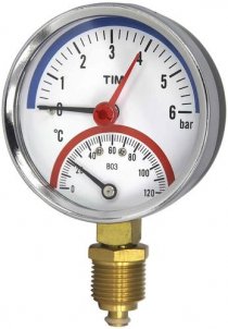 Термоманометр радиальный 1/2"  6 бар,120С,63мм TIM (Y-63-6)