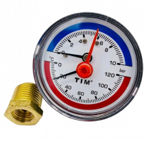 Термоманометр аксиальный 1/2"  10 бар,120С,63мм TIM (Y-63T-10)