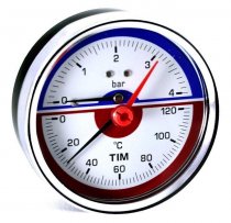 Термоманометр аксиальный 1/2"  4 бар, 120С,80мм TIM (Y-80T-4)
