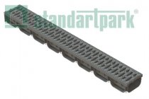 Лоток водоотводный S'park ЛВ-10.14.07-ПП пластиковый с решеткой пластиковой кл.А серый (комплект) 08818-С