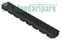 Лоток водоотоводный S'park ЛВ-10.14.07-ПП пластиковый с решеткой щелевой чугунной кл.А (к-т) 088031